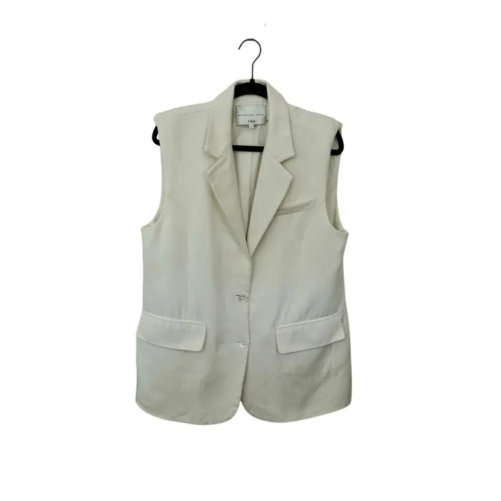 Endless Rose Off White Linen Oversized Vest Blazer Sz M